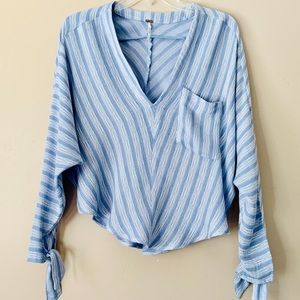 FREE PEOPLE light blue striped blouse
